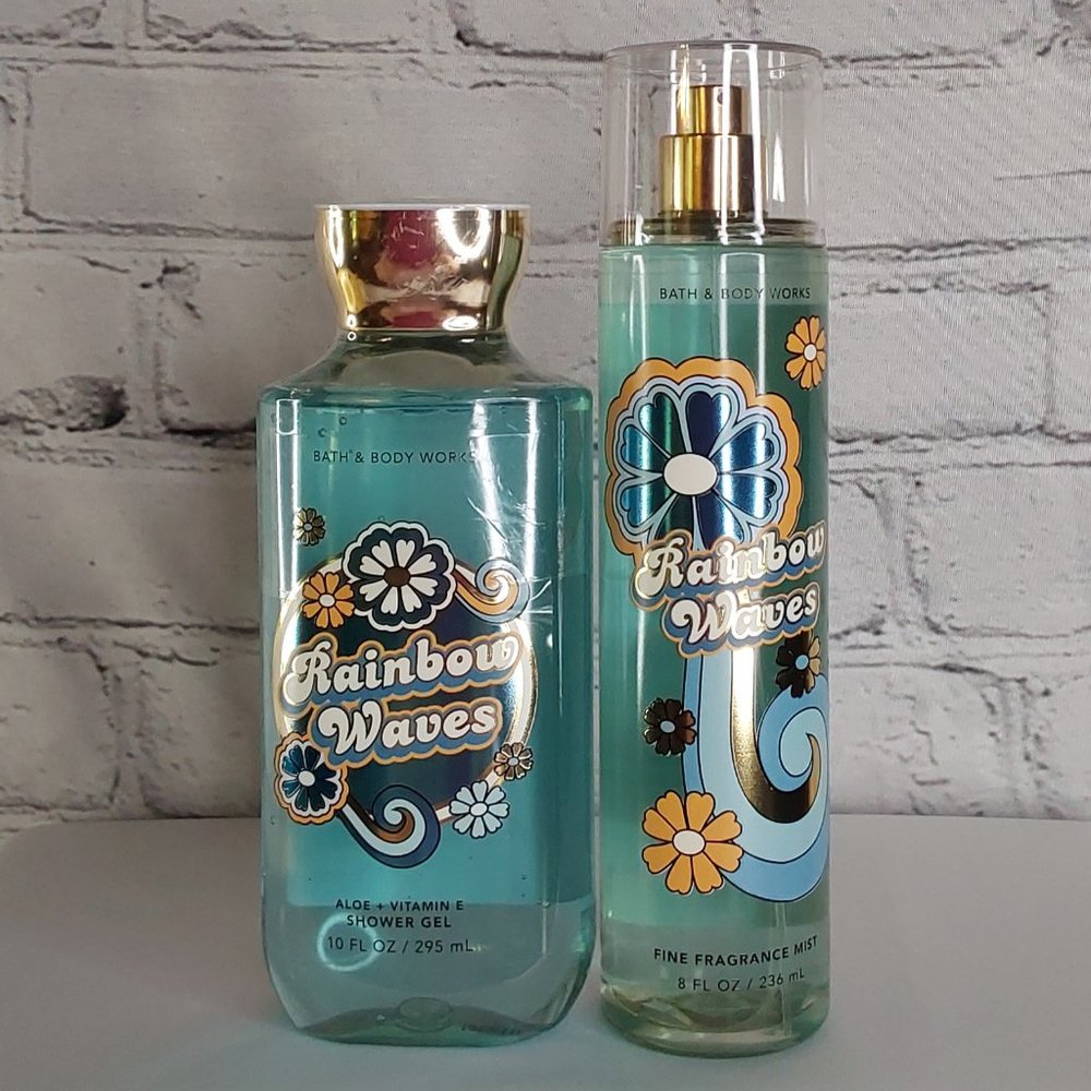 BATH & BODY WORKS 'RAINBOW WAVES' 2-PIECE BODY MIST, WASH SET 'DISCO EDITION'